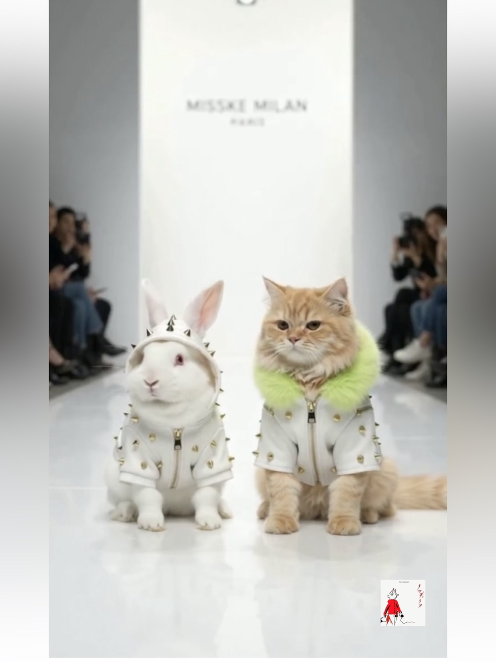 White Studded Pet fashion digital print  with Lime Fur Collar by me